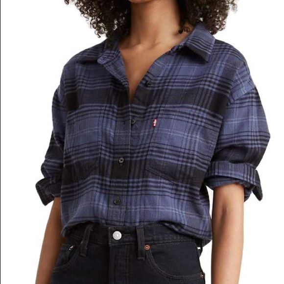 Levi's maple utility checked flannel in blue- NWT - Picture 3 of 6
